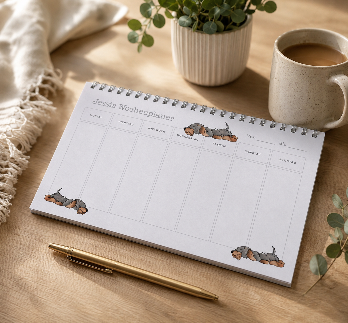 Wochenkalender Rauhaardackel personalisiert