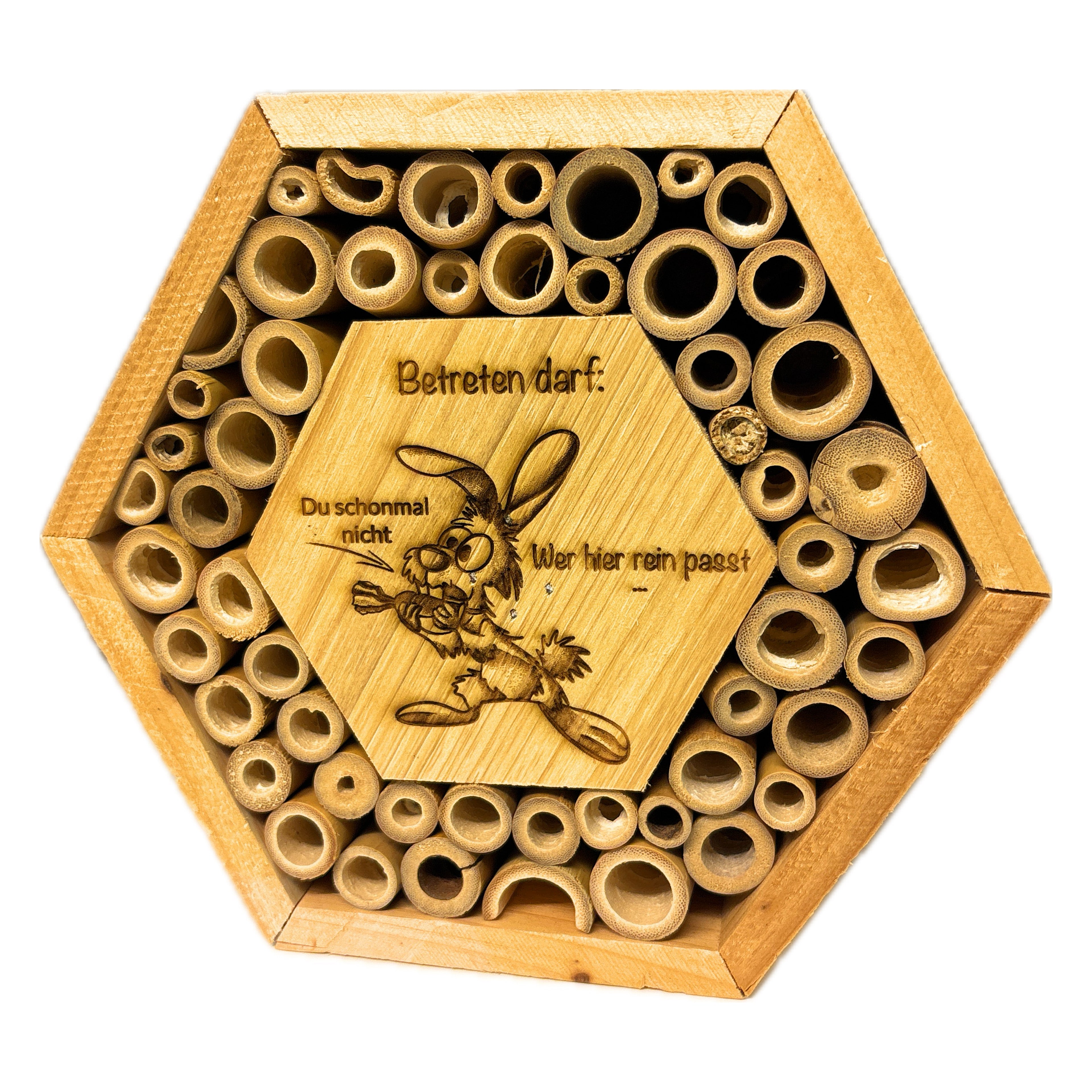 Insektenhotel mit Spruch und Motiv