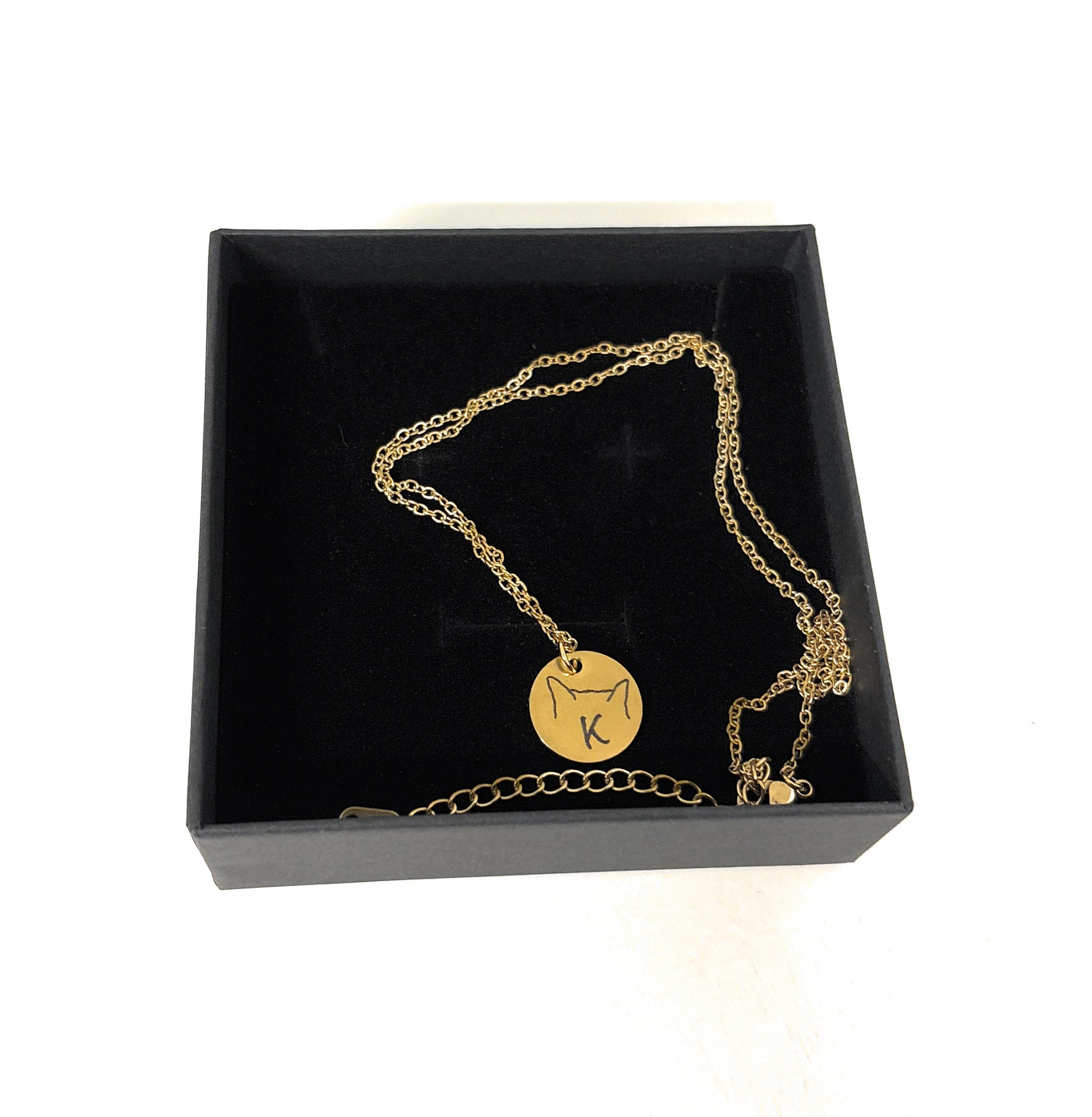 Edelstahlkette Gold mit handgemalten Katzen oder Hundeohren