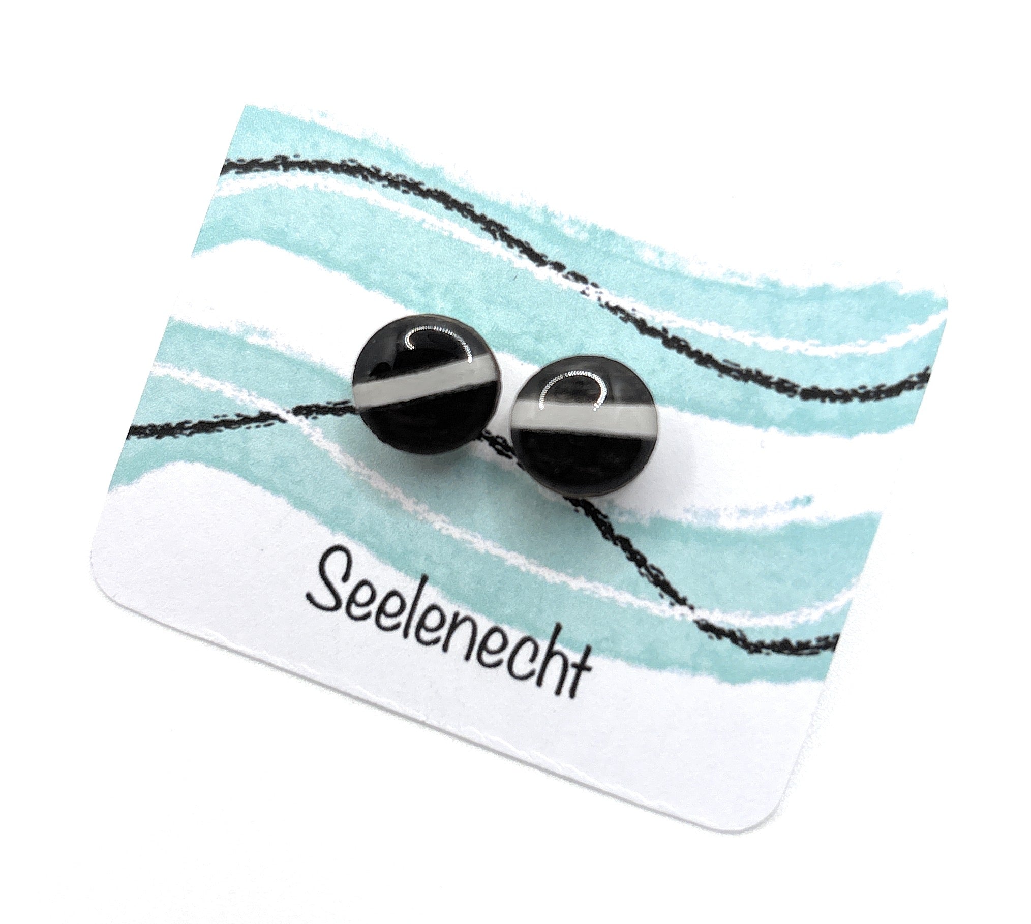 Ohrstecker Schwarz-Grau-Weiß