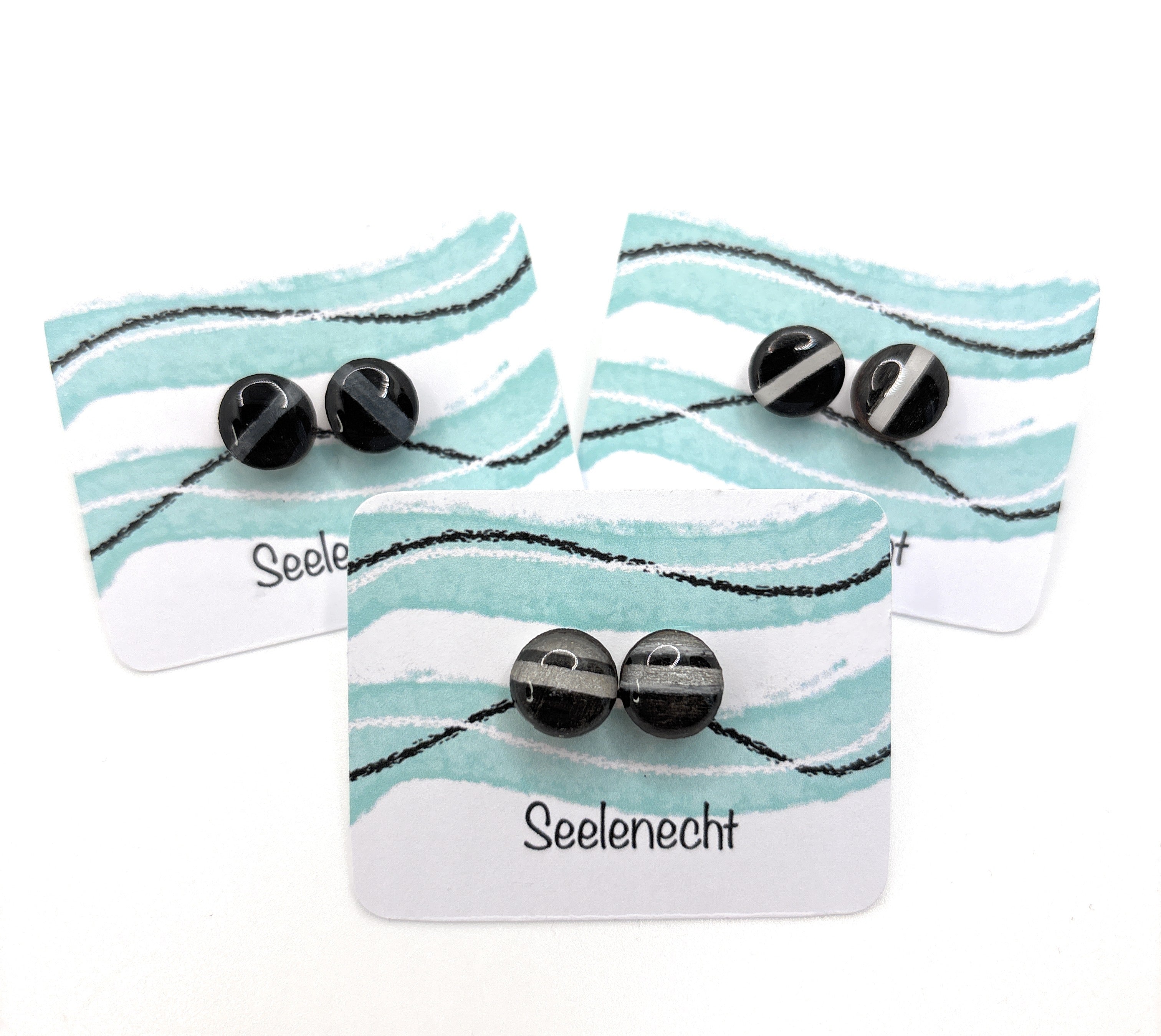 Ohrstecker Schwarz-Grau-Weiß