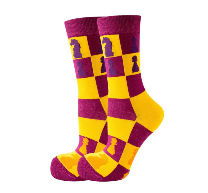 Socken mit Schachmotiv