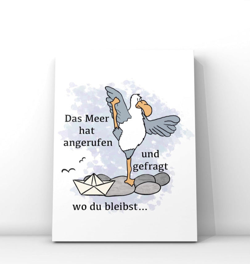 Postkarte Möwe mit Spruch