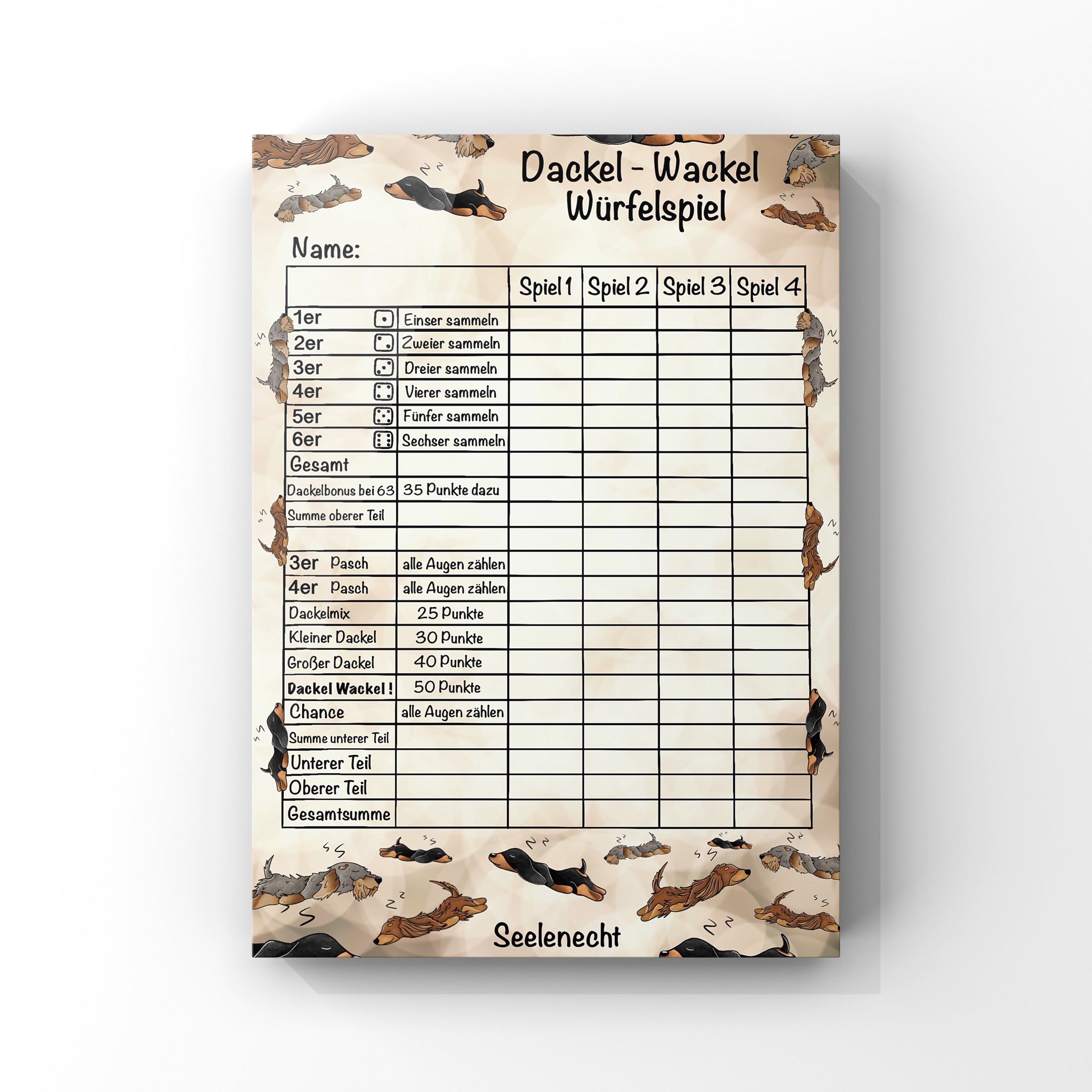 Dackel-Wackel Würfelspiel