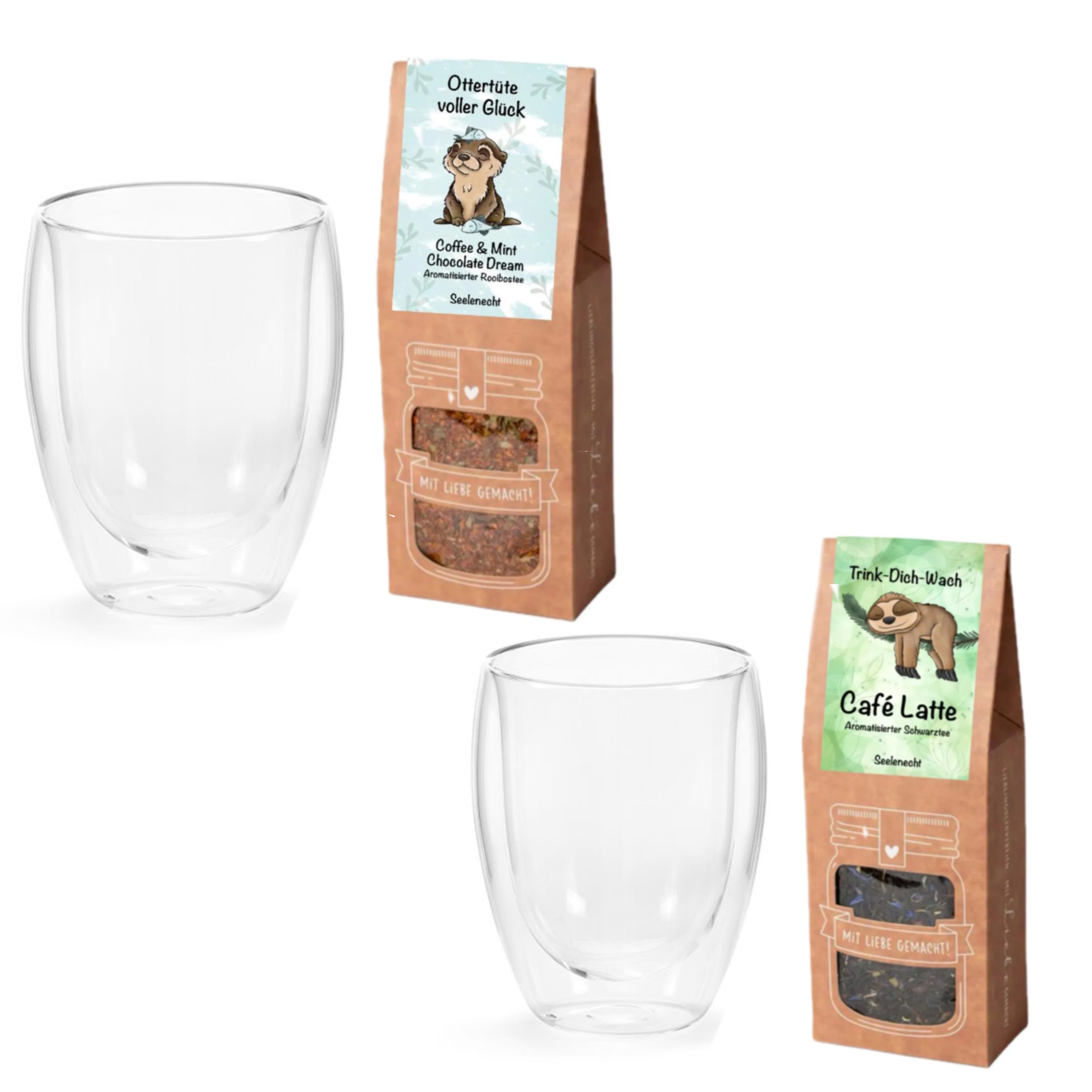 Schwarztee mit Trinkglas Set