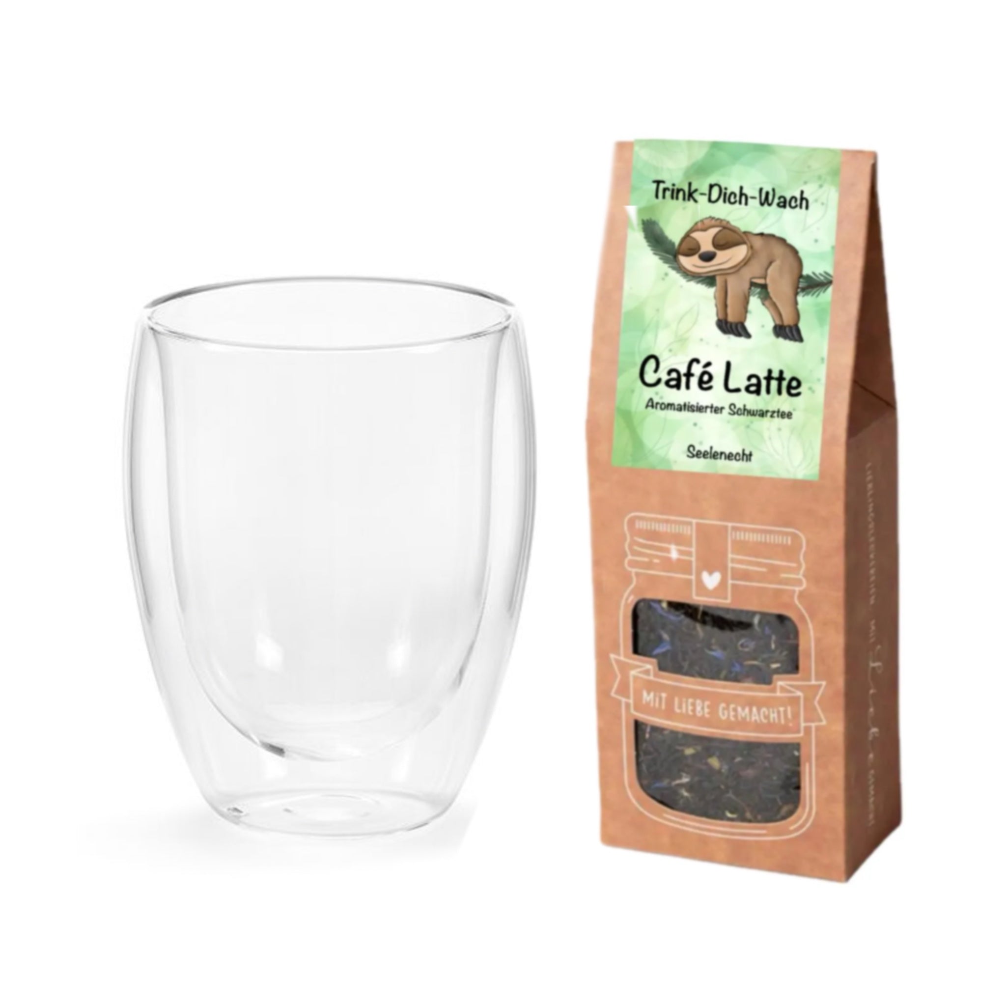 Schwarztee mit Trinkglas Set