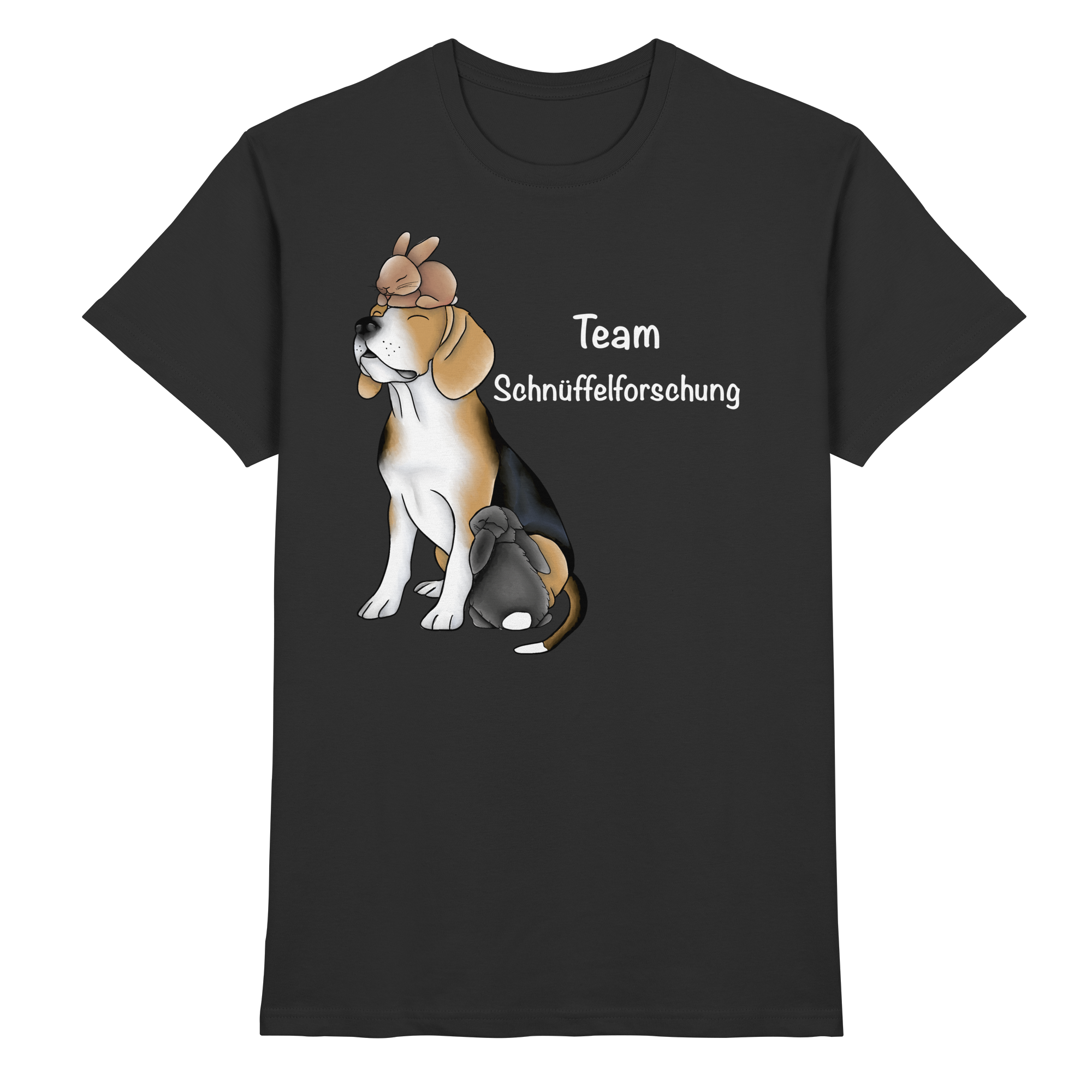 Beagle mit weißer Schrift - Premium Shirt