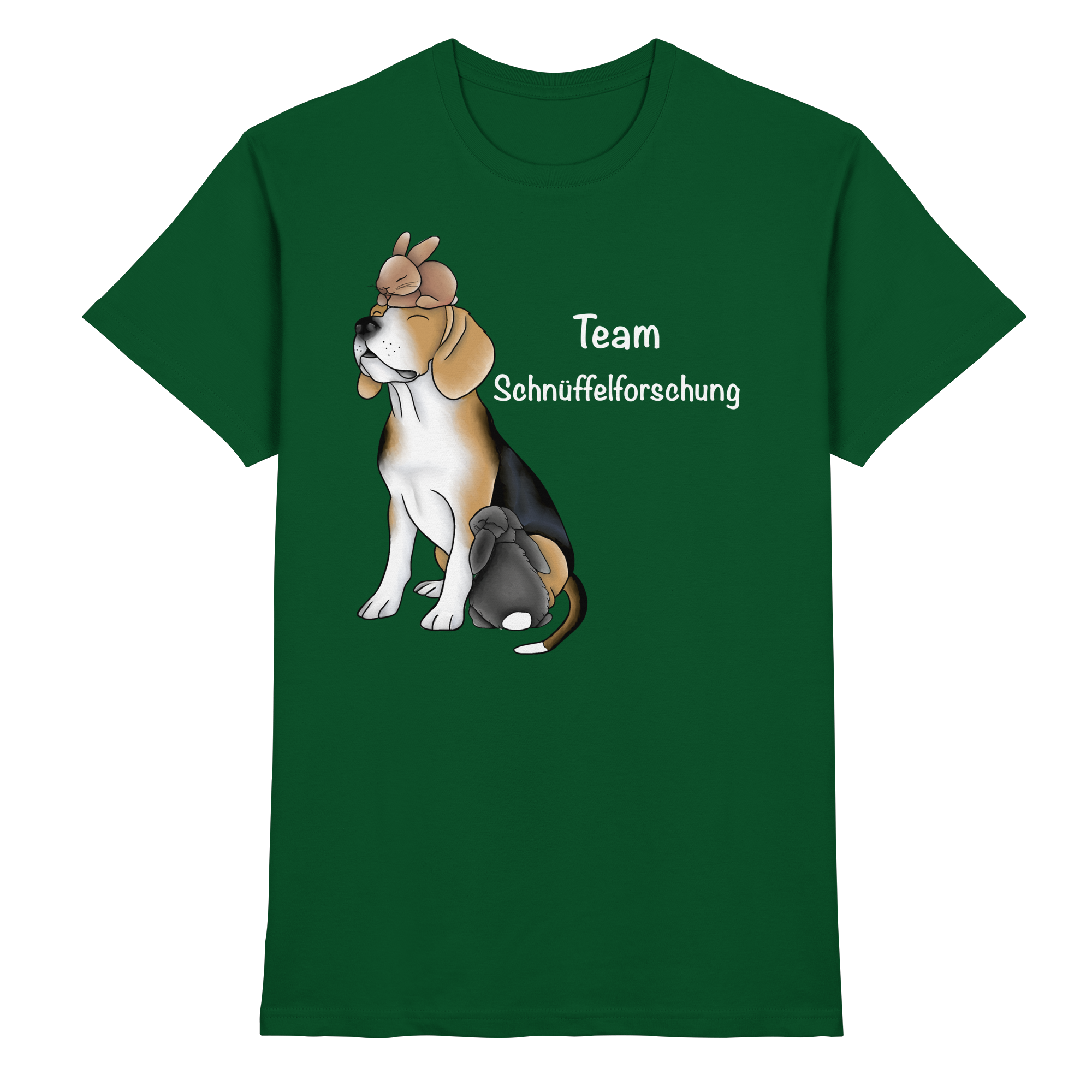 Beagle mit weißer Schrift - Premium Shirt