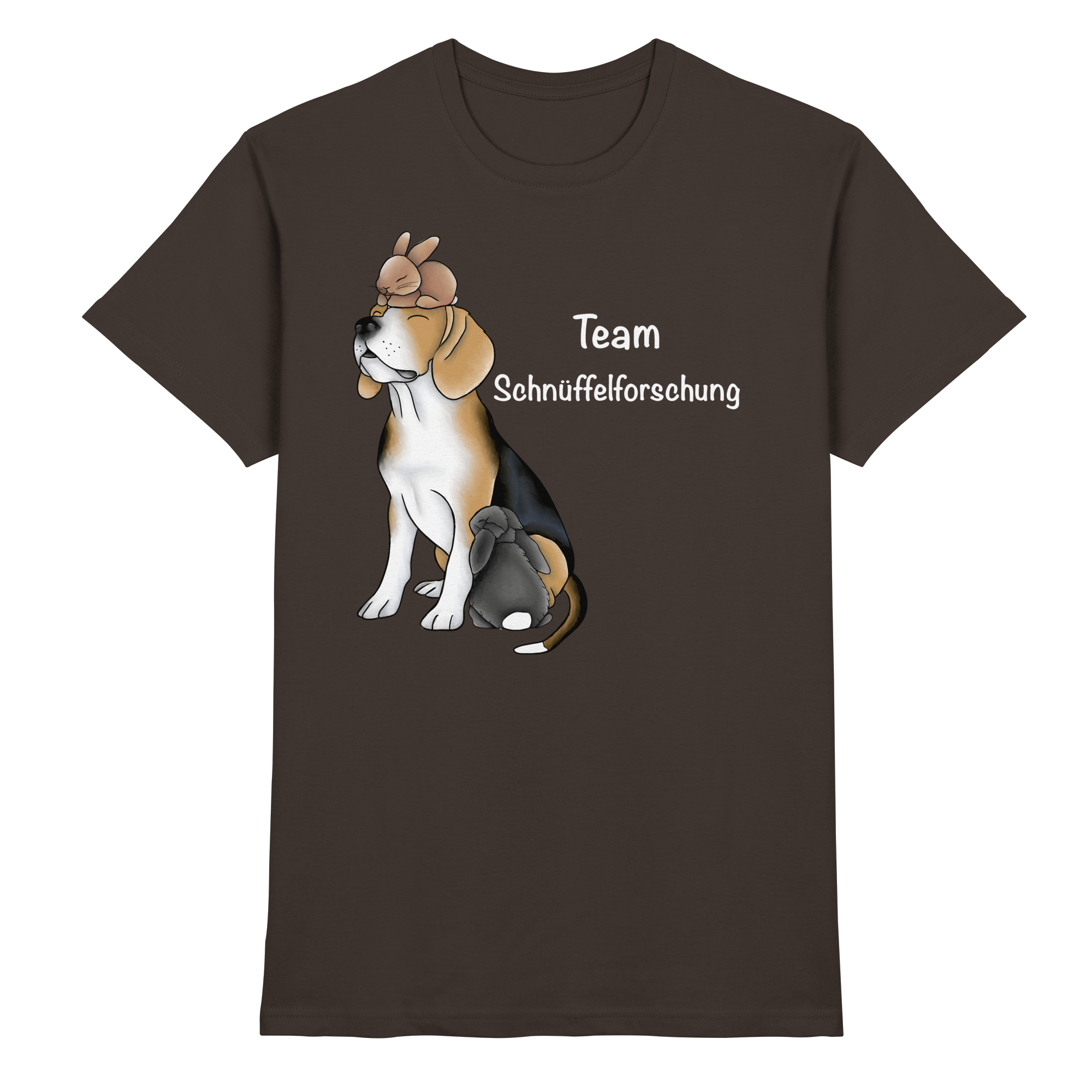 Beagle mit weißer Schrift - Premium Shirt