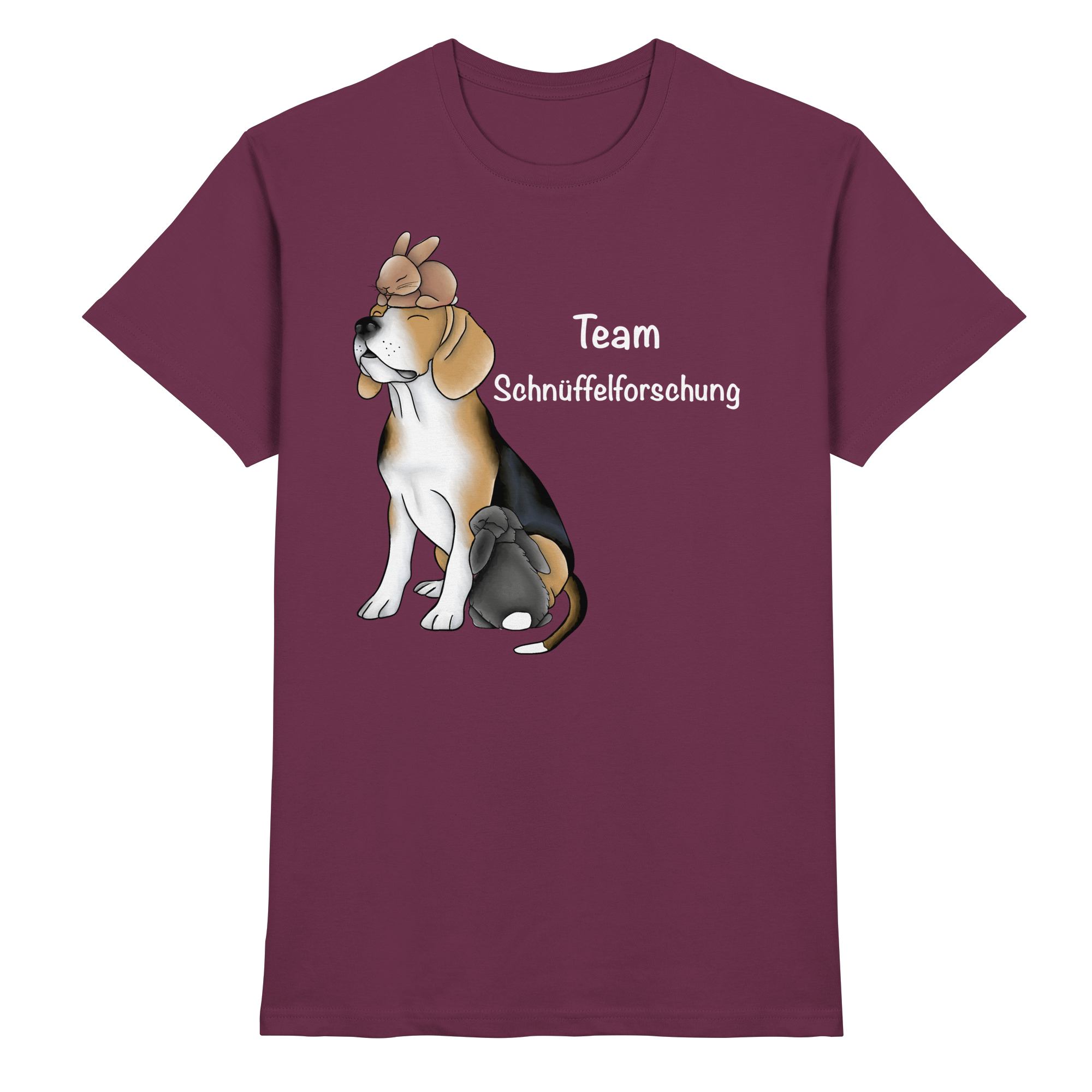 Beagle mit weißer Schrift - Premium Shirt