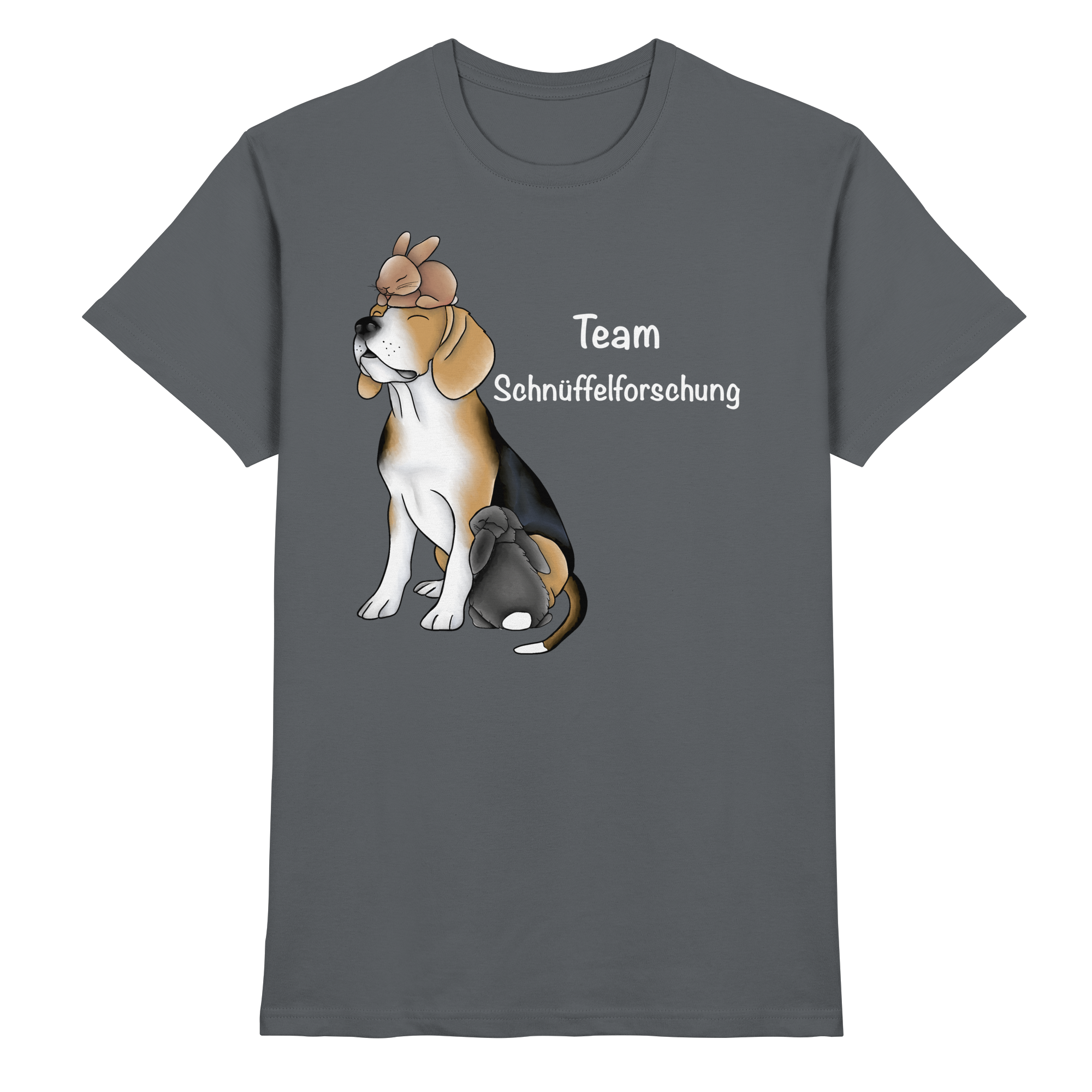 Beagle mit weißer Schrift - Premium Shirt