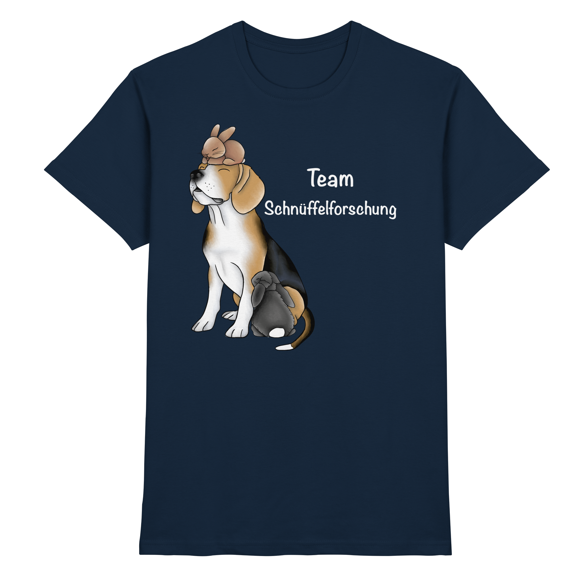 Beagle mit weißer Schrift - Premium Shirt