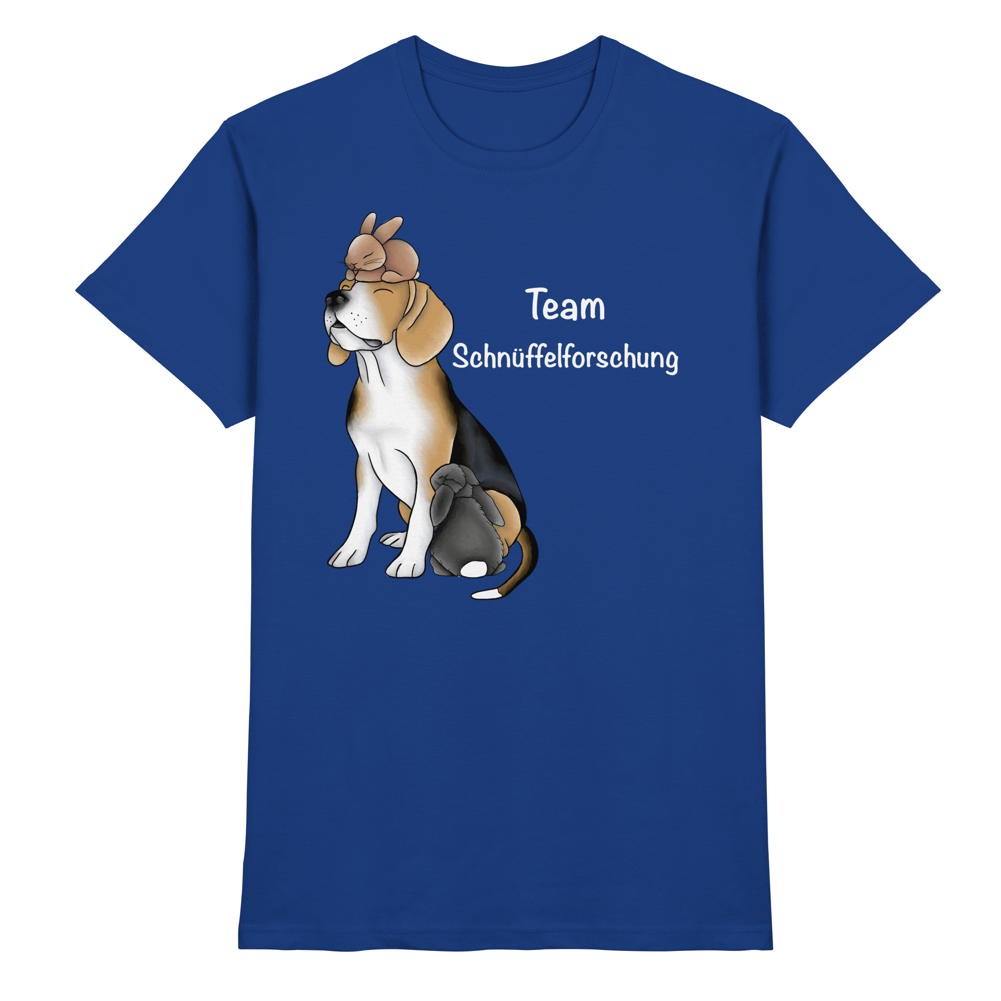 Beagle mit weißer Schrift - Premium Shirt