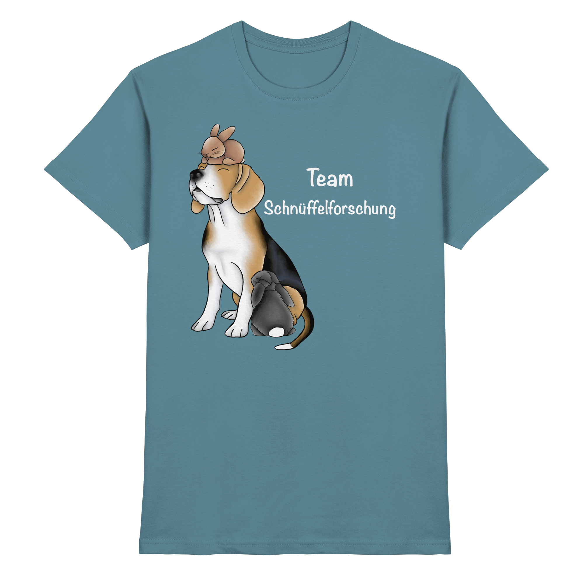Beagle mit weißer Schrift - Premium Shirt