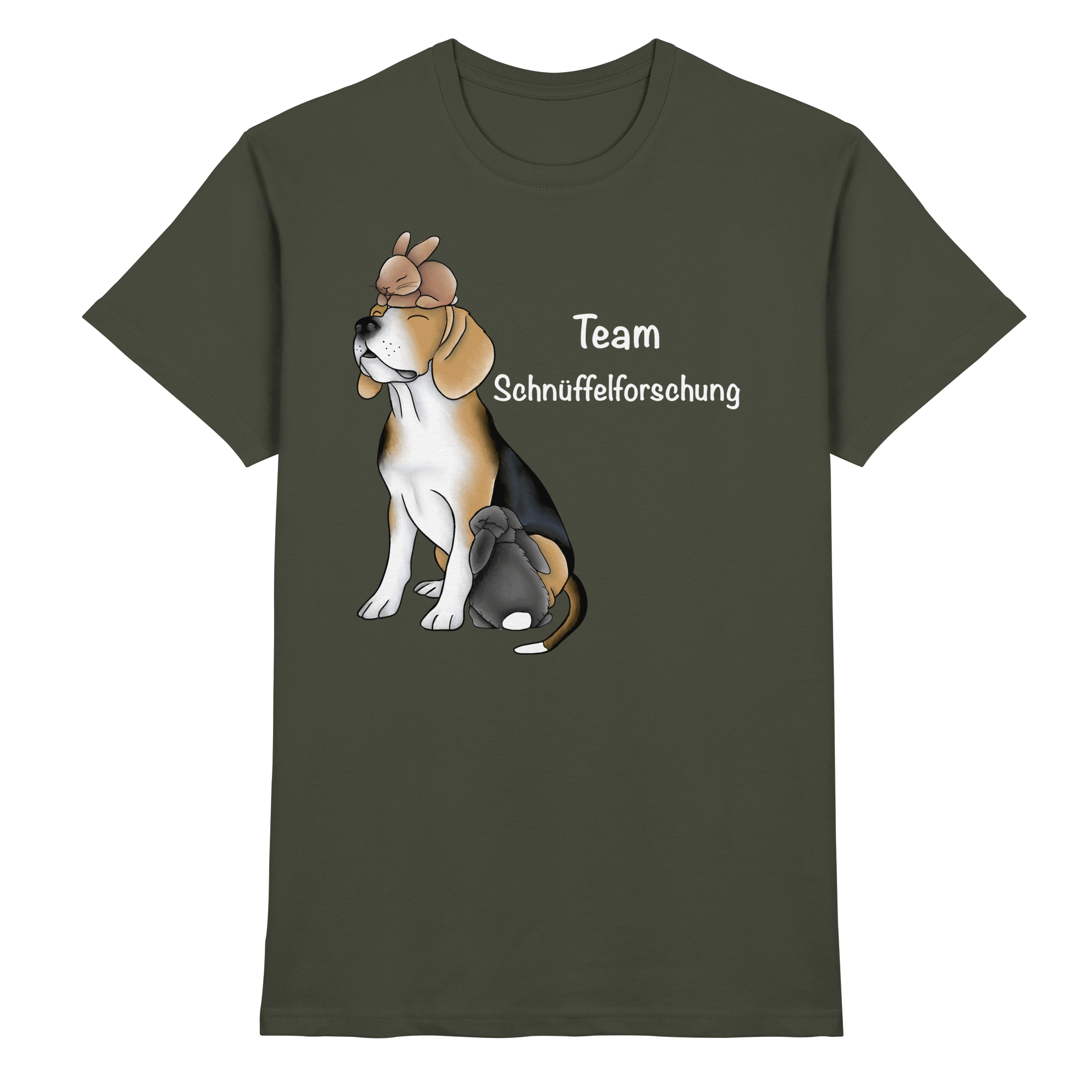 Beagle mit weißer Schrift - Premium Shirt