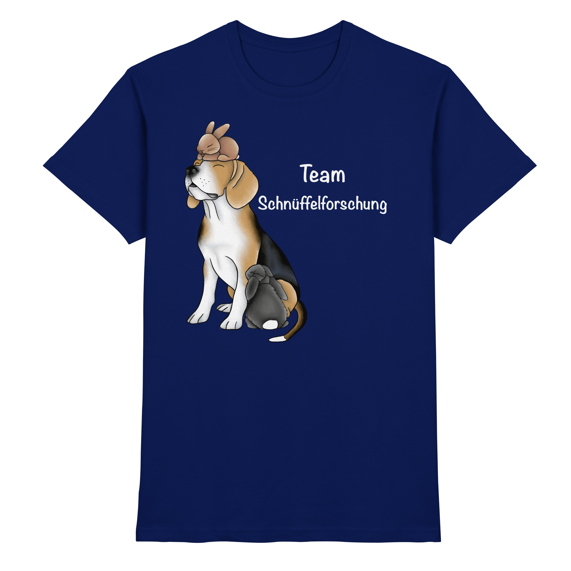 Beagle mit weißer Schrift - Premium Shirt