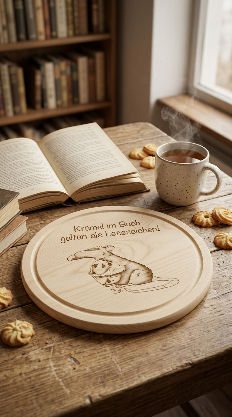 Holzbrettchen Leseratte